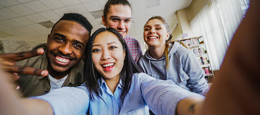 A group of students taking a selfie